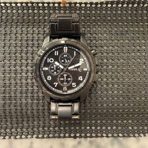 Fossil Black Stainless Steel Chronograph Bracelet Watch